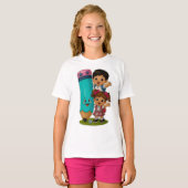 🧒👧💕かわいい女の子と男の子のかわいい子供たちの基本的な Tシャツ (正面フル)