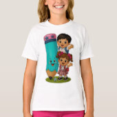🧒👧💕かわいい女の子と男の子のかわいい子供たちの基本的な Tシャツ (正面)