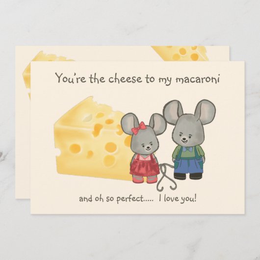 かわいい女の子と男の子のマウス | 私のマカロニにとってあなたはチーズ シーズンカード (正面/裏面)
