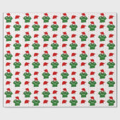 かわいい女の子と緑のフード付サンタハットクリスマス ラッピングペーパー (フラット)