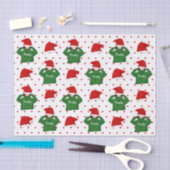 かわいい女の子と緑のフード付サンタハットクリスマス 薄葉紙 (クラフト)