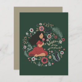 かわいい女の子と花 – 開花どこあなたは植え ノートカード