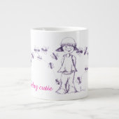 かわいい女の子と蜂のイラスト ジャンボコーヒーマグカップ (正面)