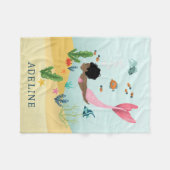 かわいい女の子と魔法お洒落のアフロ人魚の子供たち フリースブランケット (正面(横))