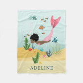 かわいい女の子と魔法お洒落のアフロ人魚の子供たち フリースブランケット (正面)