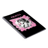 かわいい女の子とBubble、漫画おもしろい、白黒カスタム ノートブック (右側)