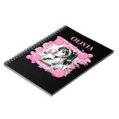 かわいい女の子とBubble、漫画おもしろい、白黒カスタム ノートブック (左側)