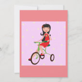 かわいい女の子に乗る三輪車のキャラクター 招待状 (正面)