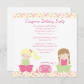 かわいい女の子のお泊まりパーティーの招待 招待状 (正面/裏面)