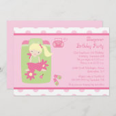 かわいい女の子のお泊まりパーティーの招待 招待状 (正面/裏面)