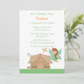 かわいい女の子のお飛んでいるとぎの誕生日パーティーの招待 招待状 (スタンド正面)