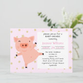 かわいい女の子のためのピギー赤ちゃんシャワー 招待状 (スタンド正面)