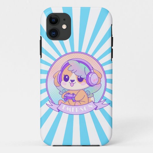 かわいい女の子のためのヘッドフォン付き犬 Case-Mate iPhoneケース (裏面)