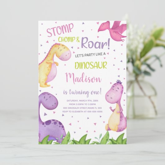 かわいい女の子のためのロアルソームパーティーカード 招待状 (スタンド正面)