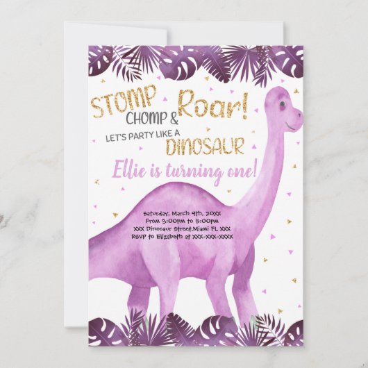 かわいい女の子のためのロアルソームパーティーカード 招待状 (正面)