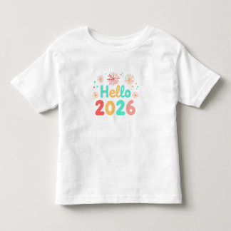かわいい女の子のための「Hello 2026」Tシャツ｜おしゃれな新年のデザイン トドラーTシャツ