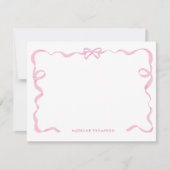 かわいい女の子のほっぺピンクのリボン飾り枠 ノートカード (正面)