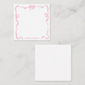 かわいい女の子のほっぺピンクのリボン飾り枠 ノートカード (正面/裏面)
