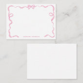 かわいい女の子のほっぺピンクのリボン飾り枠 ノートカード (正面/裏面)