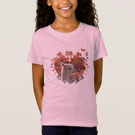 かわいい女の子のアルパカのワイシャツ Tシャツ (正面)