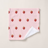 かわいい女の子のイチゴソフトピンク バスタオルセット (ウォッシュタオル)