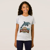 かわいい女の子のイルカと星のグラフィックTシャツ Tシャツ (正面フル)