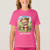 かわいい女の子のカスタマイズ可能なクマ Tシャツ (正面)