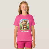 かわいい女の子のカスタマイズ可能なクマ Tシャツ (正面フル)