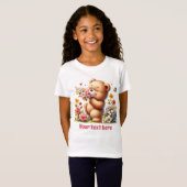 かわいい女の子のカスタマイズ可能なクマ Tシャツ (正面フル)