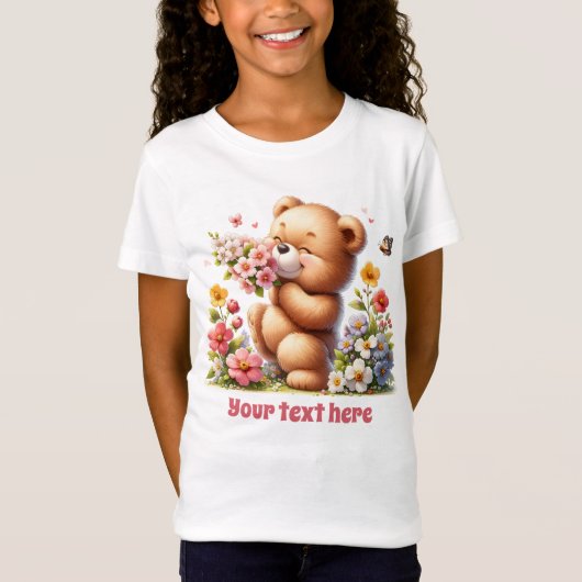 かわいい女の子のカスタマイズ可能なクマ Tシャツ (正面)