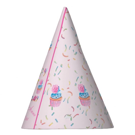 かわいい女の子のカップケーキが誕生日おめでとう パーティーハット (右)