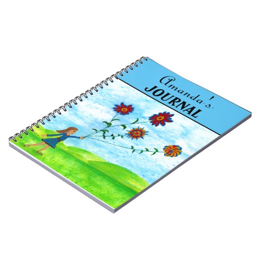 かわいい女の子のカラフルフローラジャーナルらせん手帳 ノートブック (左側)