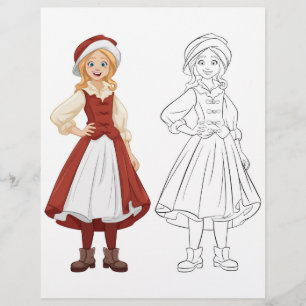 かわいい女の子のカラーリングページ チラシ