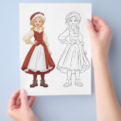 かわいい女の子のカラーリングページ チラシ (手)