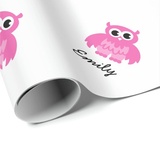 かわいい女の子のガーリーシャワーピンクのフクロウの巻き紙 ラッピングペーパー (ロールコーナー)