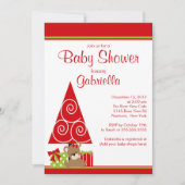 かわいい女の子のクリスマスの休日の冬のベビーシャワー 招待状 (正面)