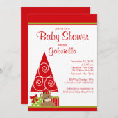 かわいい女の子のクリスマスの休日の冬のベビーシャワー 招待状 (正面/裏面)