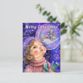 かわいい女の子のクリスマスカード ポストカード (スタンド正面)