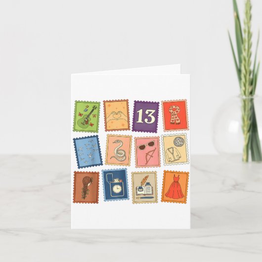 かわいい女の子のクリスマス パジャマ ミュージック アルバム スタンプの美学 カード (正面)