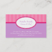 かわいい女の子のシェフのカップケーキのベーカリーのカフェのピンクの紫色 名刺 (裏面)