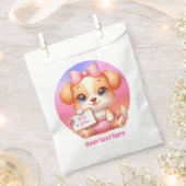 かわいい女の子のシャワーのカスタマイズ可能な犬 フェイバーバッグ (クリップ留めされた状態)