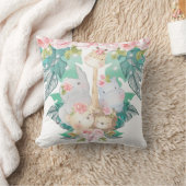 かわいい女の子のジャングル動物 クッション (ブランケット)