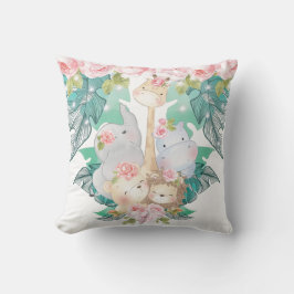 かわいい女の子のジャングル動物 クッション