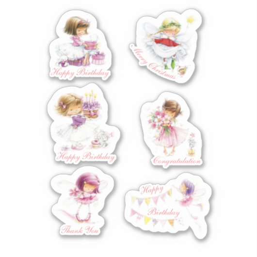 かわいい女の子のスクラップブックのセット シール (正面)