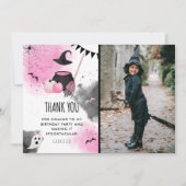 かわいい女の子のスプークタキュラハロウィーンの誕生日写真 サンキューカード (正面)