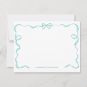 かわいい女の子のターコイズリボン枠 ノートカード (正面)