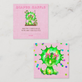 かわいい女の子のトリケラトップオムツラッフルベビーシャワー スクエア名刺