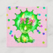 かわいい女の子のトリケラトップオムツラッフルベビーシャワー スクエア名刺 (裏面)