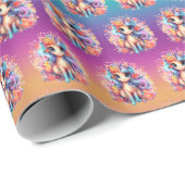 かわいい女の子のハッピーバースデーユニコーン ラッピングペーパー (ロールコーナー)