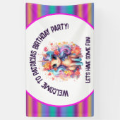 かわいい女の子のハッピーバースデーユニコーン 横断幕 (縦)